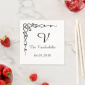 Serviette En Papier Black Celtic Corner Vine Monogramme Mariage (En situation)