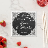 Serviette En Papier Black Chalkboard Lace Love and Thanks Mariage (En situation)