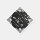 Serviette En Papier Black Chalkboard Lace Love and Thanks Mariage (Coin)