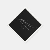Serviette En Papier Black Cheers To The New Year Minimalist Script (Coin)