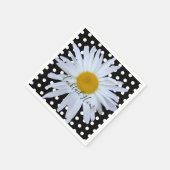 Serviette En Papier Black Chic Blanc Pois Fun Daisy Personnalisé (Coin)