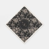 Serviette En Papier Black Chinoiserie Monogram Mariage Cocktail (Coin)