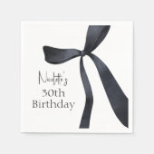 Serviette En Papier Black Coquette Bow Vieux argent 30e anniversaire (Devant)