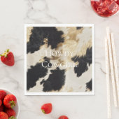 Serviette En Papier Black Cream Gold Western Cowhide (En situation)