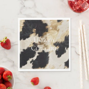 Serviette En Papier Black Cream Gold Western Cowhide