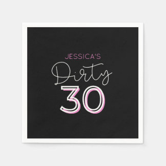Serviette En Papier Black Dirty Trente Personnalisé Nom Anniversaire S