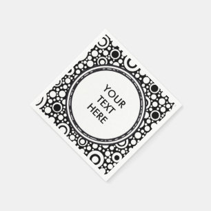 Serviette En Papier Black Dots & Circles Grid + your backgr. &