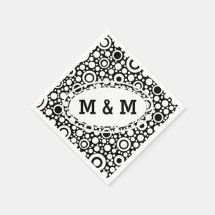 Serviette En Papier Black Dots & Circles Grid + your backgr. &