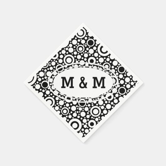 Serviette En Papier Black Dots & Circles Grid + your backgr. & (Coin)