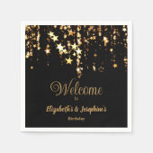 Serviette En Papier Black élégant et or étoiles double joint anniversa (Devant)