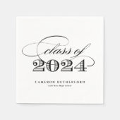 Serviette En Papier Black Elegant Script 2024 Graduation Party (Devant)