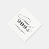 Serviette En Papier Black Elegant Script 2024 Graduation Party (Coin)