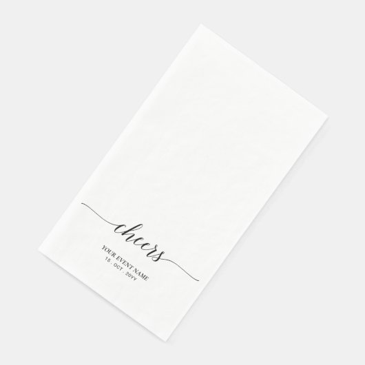 Serviette En Papier Black Elegant Script Lettering Cheers Événement (Coin)
