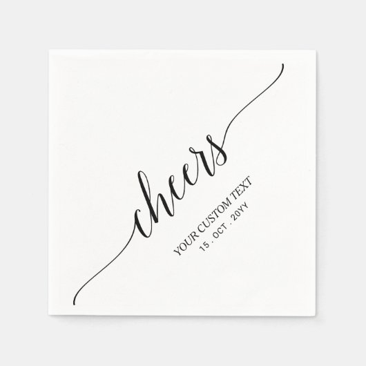 Serviette En Papier Black Elegant Stylish Letting Cheers Event (Devant)