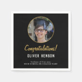 Serviette En Papier Black Félicitations Diplômé Photo (Devant)