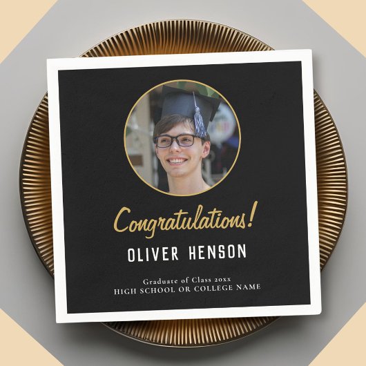 Serviette En Papier Black Félicitations Diplômé Photo