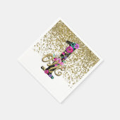 Serviette En Papier Black Floral Gold Parties scintillant ONE 1 1er an (Coin)