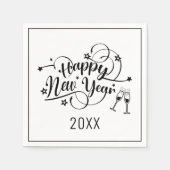 Serviette En Papier Black Font Cocktail du Nouvel An Serviettes (Devant)