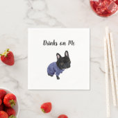 Serviette En Papier Black Frenchie Cocktail Napkins (En situation)
