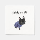 Serviette En Papier Black Frenchie Cocktail Napkins (Devant)