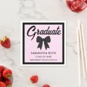 Serviette En Papier Black Gingham Bow Graduation Party (En situation)