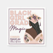 Serviette En Papier Black Girl Grad Magic Floral Boho Graduation Party (Devant)