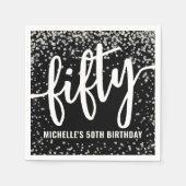 Serviette En Papier Black Glitter 50th Birthday (Devant)