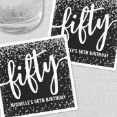 Serviette En Papier Black Glitter 50th Birthday