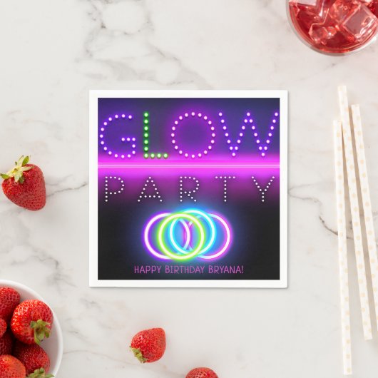Serviette En Papier Black Glow Party Neon Lumières Anniversaire (En situation)