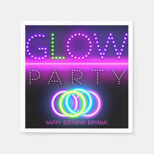 Serviette En Papier Black Glow Party Neon Lumières Anniversaire