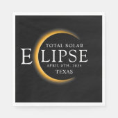 Serviette En Papier Black & Gold 2024 Texas Total Solar Eclipse (Devant)