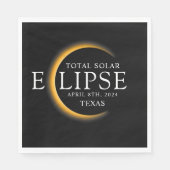 Serviette En Papier Black & Gold 2024 Texas Total Solar Eclipse (Devant)