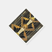 Serviette En Papier Black & Gold 20's Art Déco Gatsby Glam Mariage (Coin)