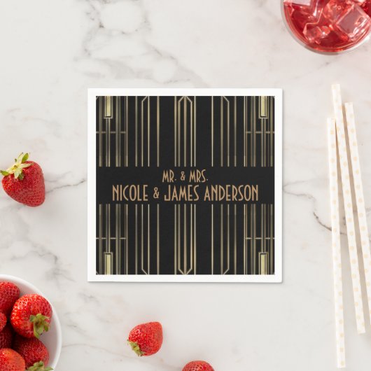 Serviette En Papier Black & Gold 20's Art Déco Gatsby Mariage personna (En situation)