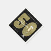 Serviette En Papier Black Gold 50 & Fabulous Birthday  (Coin)