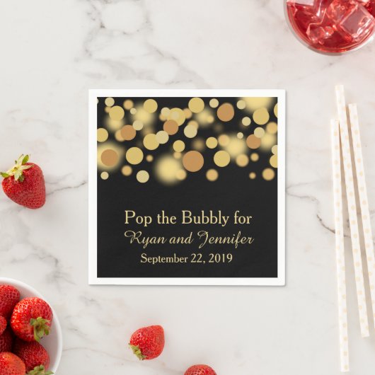 Serviette En Papier Black Gold Bokeh Mariage personnalisé serviettes (En situation)