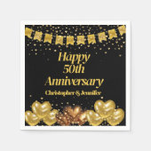 Serviette En Papier Black & Gold Bonne 50e anniversaire de Mariage (Devant)
