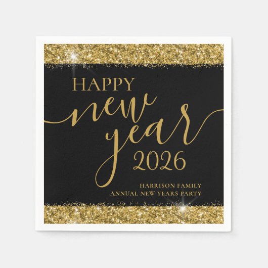 Serviette En Papier Black Gold Bonne année 2023 Personnalisé (Devant)