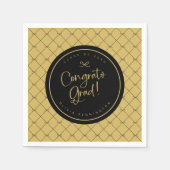 Serviette En Papier Black Gold Bows Congrats Grad Grad Graduation Part (Devant)