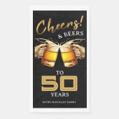 Serviette En Papier Black & Gold Cheers & Beers 50 ans 50e anniversair (Devant)