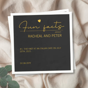 Serviette En Papier Black Gold Chic Moderne Fun Facts Script Mariage