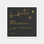 Serviette En Papier Black Gold Chic Moderne Fun Facts Script Mariage (Devant)