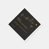 Serviette En Papier Black Gold Chic Moderne Fun Facts Script Mariage (Coin)