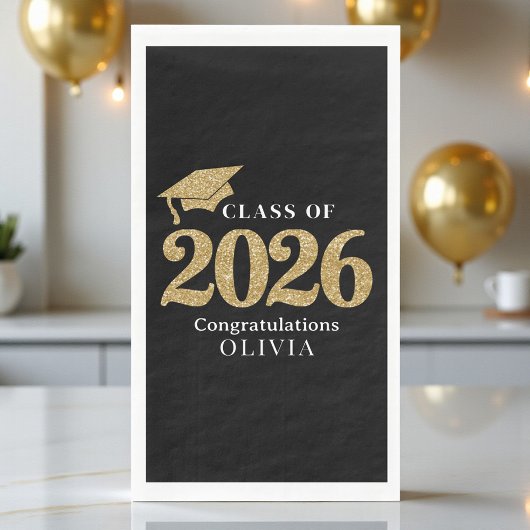 Serviette En Papier Black & Gold Class Of 2026