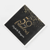 Serviette En Papier Black Gold Confetti 50 et fabuleux 50e anniversair (Coin)