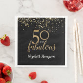 Serviette En Papier Black Gold Confetti 50 et fabuleux 50e anniversair (En situation)