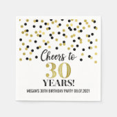Serviette En Papier Black Gold Confetti encourage à 30 ans Anniversair (Devant)