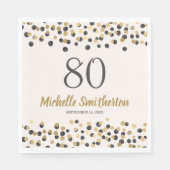 Serviette En Papier Black Gold Confetti Parties scintillant 80e annive (Devant)