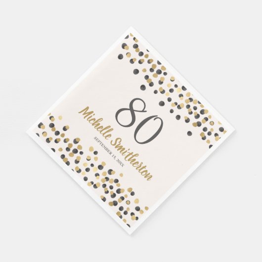 Serviette En Papier Black Gold Confetti Parties scintillant 80e annive (Coin)