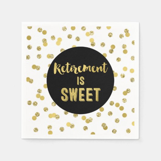 Serviette En Papier Black Gold Confetti Retirement est doux (Devant)